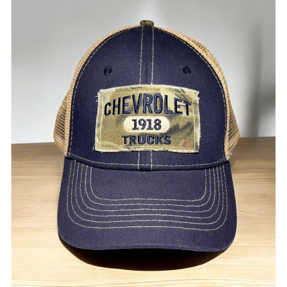 Trucker‎ Hat Chevrolet 1918 Trucks Navy & Tan Mesh Adjustable Cap OSFM